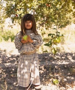 Fin & Vince Sale Smock Blouse - Navy French Plaid