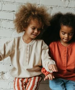 Fin & Vince Sale Fleece Button Pullover - Tomato