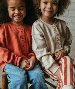 Fin & Vince Sale Fleece Button Pullover - Tomato