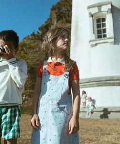 Fin & Vince Red, White And Blue Woven Pinafore - Strawberries