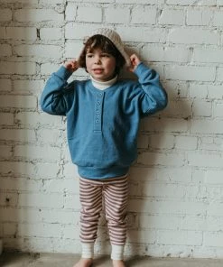 Fin & Vince Sale Fleece Button Pullover - Vintage Blue