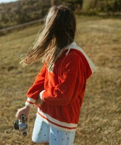 Fin & Vince Red, White And Blue Shore Sweatshirt - Brick Red/ Buttercream