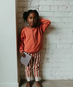 Fin & Vince Sale Fleece Button Pullover - Tomato