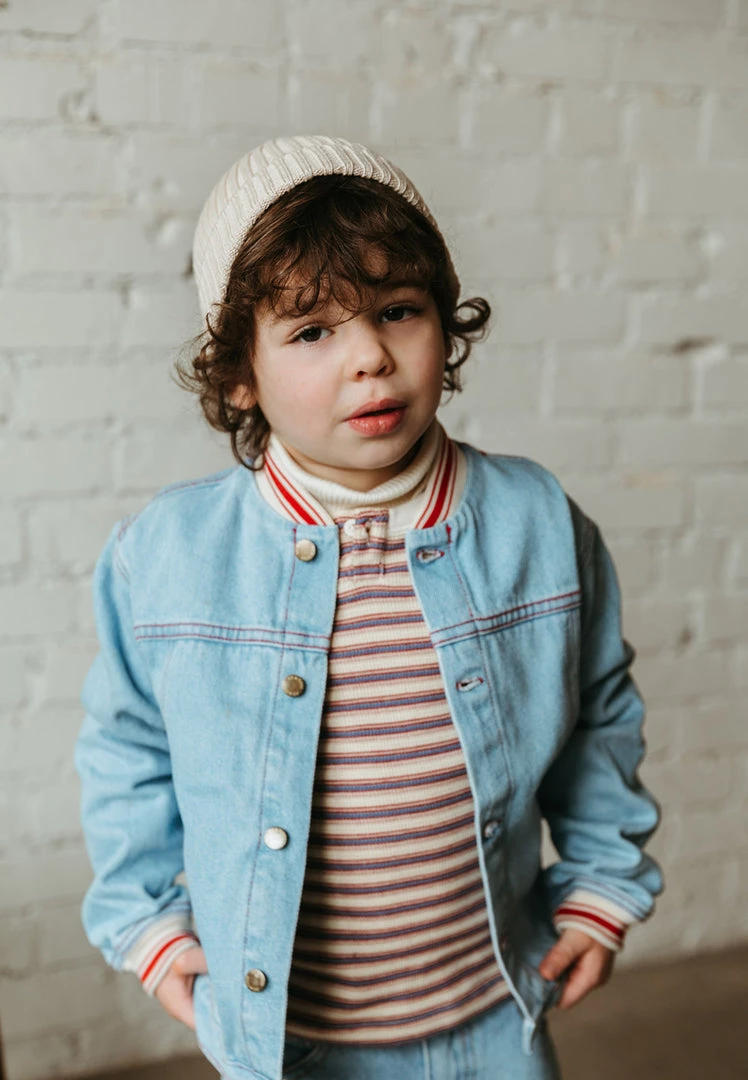 Fin & Vince Sale Waffle Henley Top - Grain Sack Stripe 7 Fin & Vince Sale Waffle Henley Top - Grain Sack Stripe