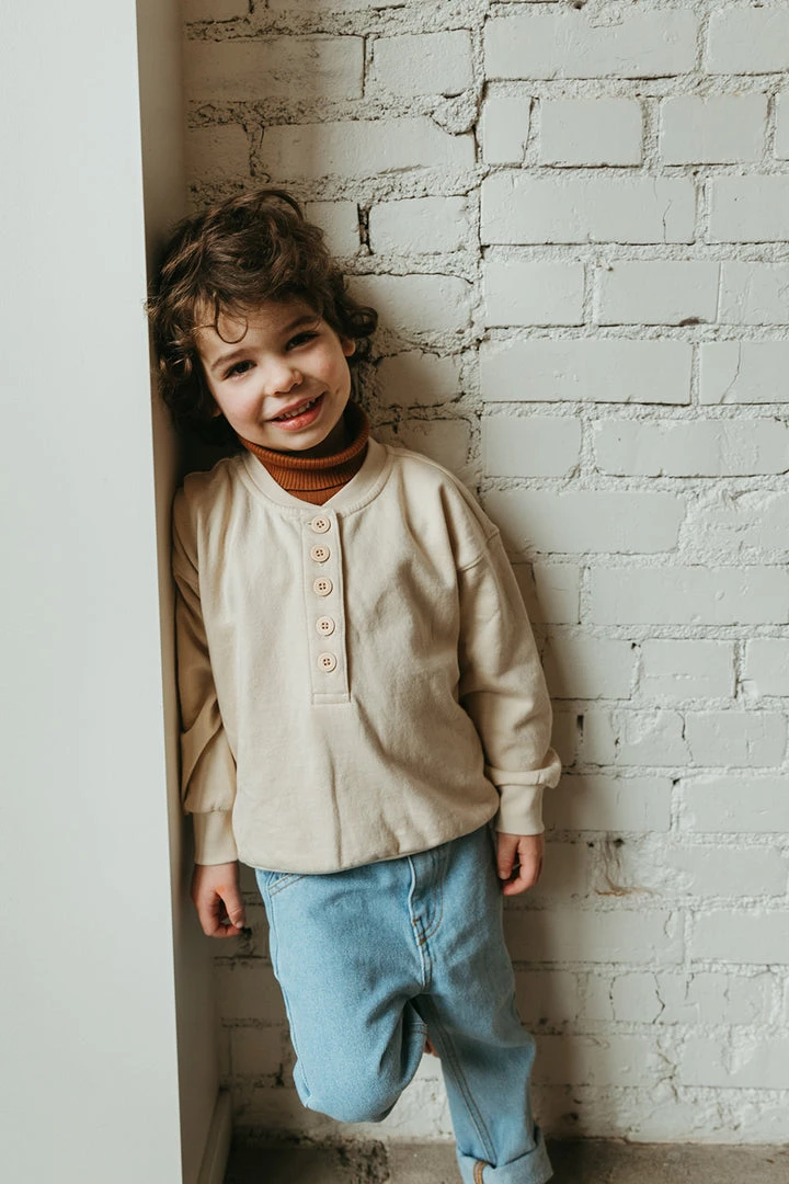 Fin & Vince Fleece Button Pullover - Sand Sale 5 Fin & Vince Fleece Button Pullover - Sand Sale