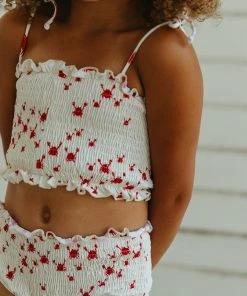 Fin & Vince Smocked Bikini - Crabs Red, White And Blue