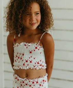 Fin & Vince Smocked Bikini - Crabs Red, White And Blue