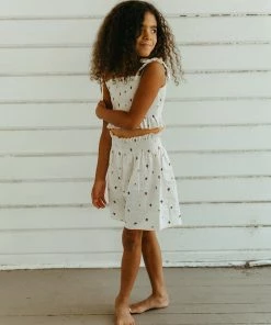 Fin & Vince Smocked Culotte - Strawberries Red, White And Blue