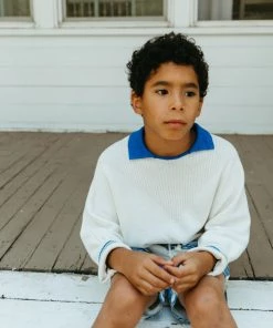 Fin & Vince Knit Sweater - Milk/ Cobalt