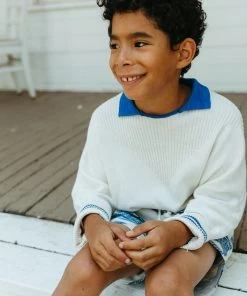 Fin & Vince Knit Sweater - Milk/ Cobalt