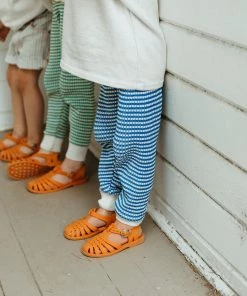 Fin & Vince Red, White And Blue Knit Pant - Milk/ Cobalt