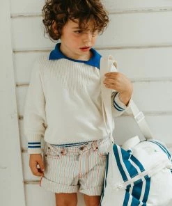 Fin & Vince Knit Sweater - Milk/ Cobalt