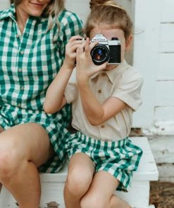 Fin & Vince Women's Woven Button Up - Jade Check