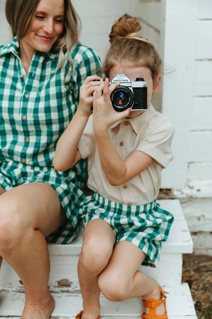 Fin & Vince Women's Woven Button Up - Jade Check 4 Fin & Vince Women's Woven Button Up - Jade Check