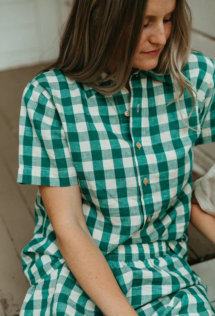 Fin & Vince Women's Woven Button Up - Jade Check 3 Fin & Vince Women's Woven Button Up - Jade Check