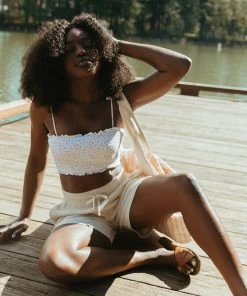 Fin & Vince Red, White And Blue Womens Smocked Bikini - Vintage Flowers