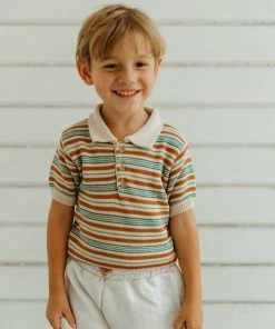 Fin & Vince Short Sleeve Polo - Dune Stripe Spring/summer