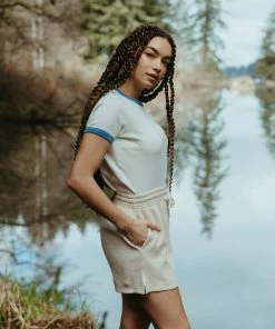 Fin & Vince Red, White And Blue Women's Vintage Tee - Milk/vintage Blue