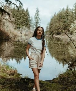 Fin & Vince Red, White And Blue Women's Vintage Tee - Milk/vintage Blue