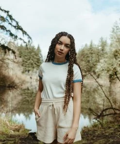 Fin & Vince Red, White And Blue Women's Vintage Tee - Milk/vintage Blue