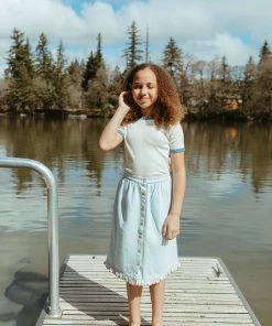 Fin & Vince Vintage Tee - Milk/vintage Blue Accents