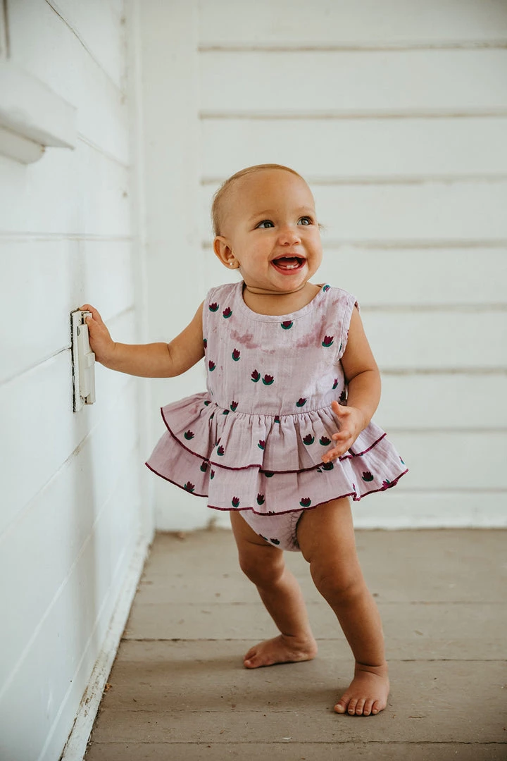Fin & Vince Spring/summer Ruffle Onesie - Tulips 7 Fin & Vince Spring/summer Ruffle Onesie - Tulips