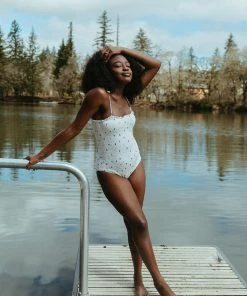 Fin & Vince Womens Smocked Swimsuit - Strawberries