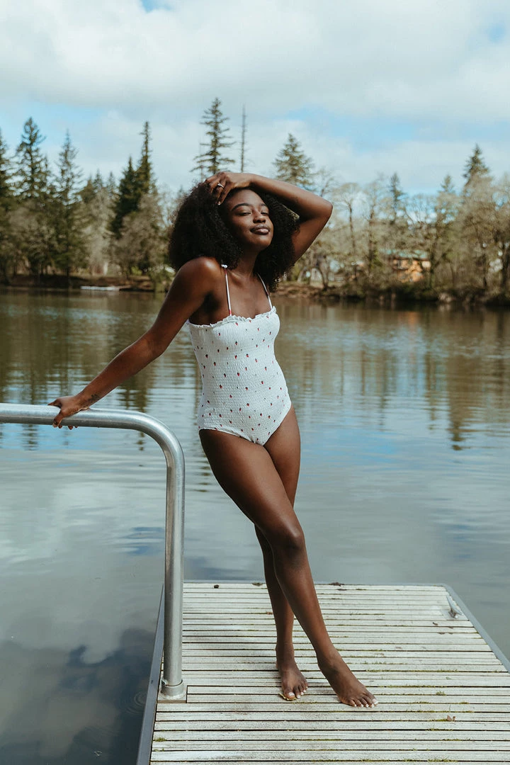 Fin & Vince Womens Smocked Swimsuit - Strawberries 3 Fin & Vince Womens Smocked Swimsuit - Strawberries