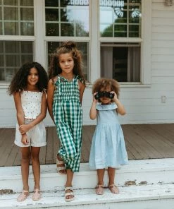 Fin & Vince Smocked Jumpsuit - Jade Check 13 Fin & Vince Smocked Jumpsuit - Jade Check