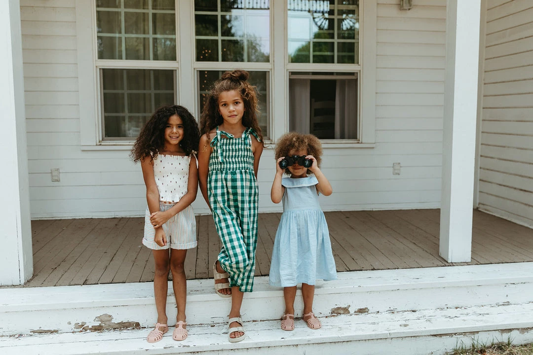 Fin & Vince Smocked Jumpsuit - Jade Check 7 Fin & Vince Smocked Jumpsuit - Jade Check