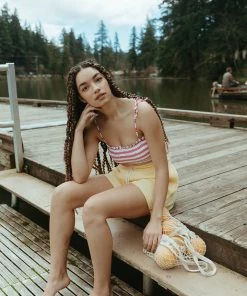 Fin & Vince Womens Smocked Bikini - Ticking Stripe