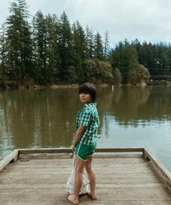 Fin & Vince Woven Button Up - Jade Check Spring/summer