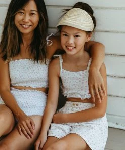 Fin & Vince Red, White And Blue Womens Smocked Bikini - Vintage Flowers