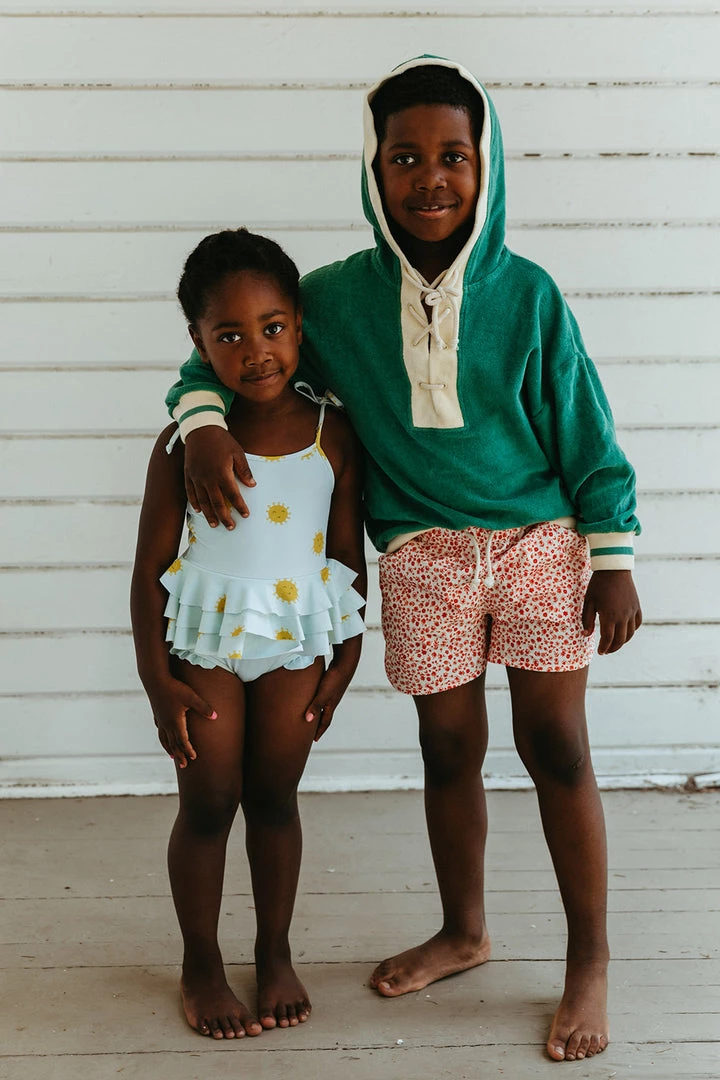 Fin & Vince Red, White And Blue Board Short - Island Floral - Brick Red 7 Fin & Vince Red, White And Blue Board Short - Island Floral - Brick Red