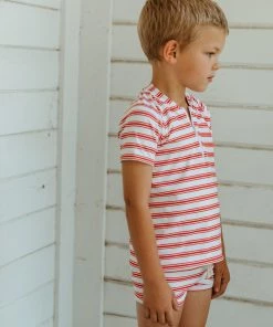 Fin & Vince Red, White And Blue Scuba Trunks - Ticking Stripe