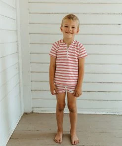 Fin & Vince Red, White And Blue Scuba Trunks - Ticking Stripe