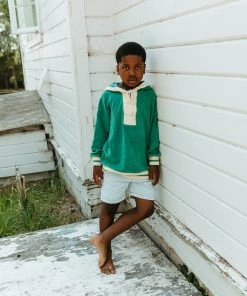 Fin & Vince Red, White And Blue Vintage Denim Shorts - Light Wash W/crab