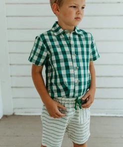 Fin & Vince Woven Button Up - Jade Check Spring/summer