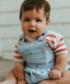 Fin & Vince Red, White And Blue Zion Knit Top - Brick Red/ Milk