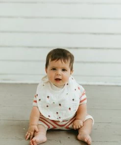 Fin & Vince Red, White And Blue Gauze Bib - Strawberries