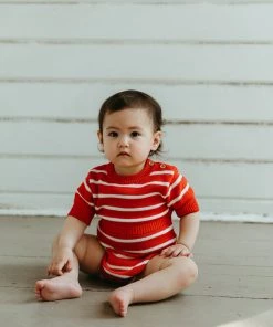 Fin & Vince Retro Onepiece - Brick Red Red, White And Blue