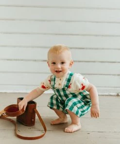 Fin & Vince Spring/summer Short Overall - Jade Check 17 Fin & Vince Spring/summer Short Overall - Jade Check