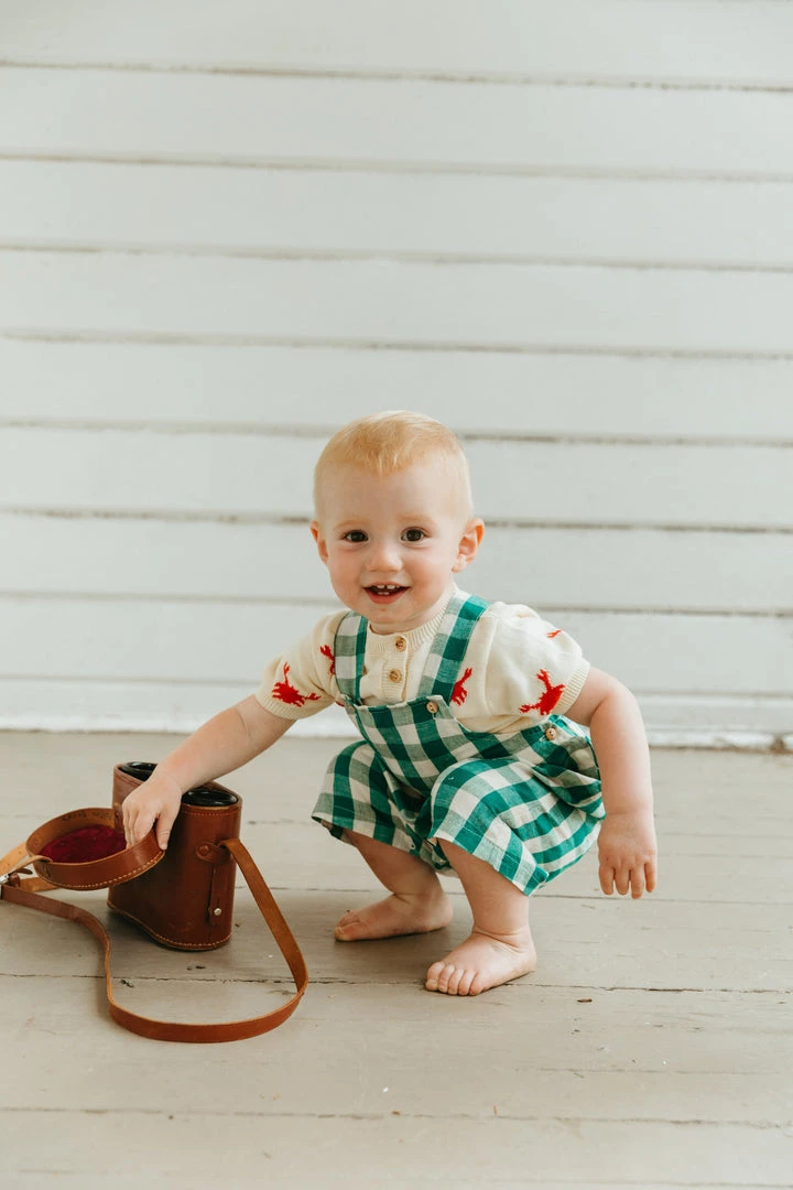 Fin & Vince Spring/summer Short Overall - Jade Check 9 Fin & Vince Spring/summer Short Overall - Jade Check