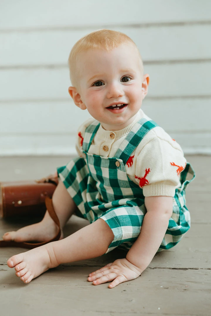 Fin & Vince Spring/summer Short Overall - Jade Check 10 Fin & Vince Spring/summer Short Overall - Jade Check