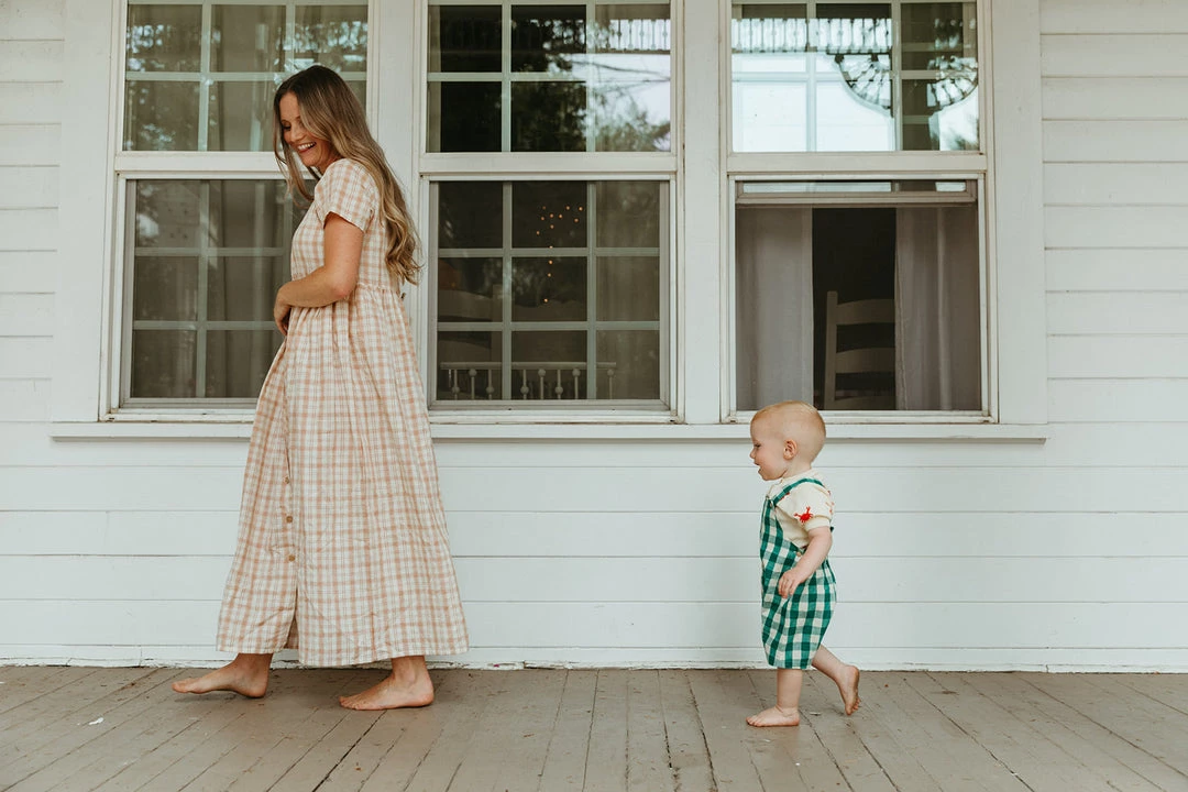 Fin & Vince Spring/summer Short Overall - Jade Check 8 Fin & Vince Spring/summer Short Overall - Jade Check