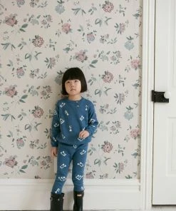 Fin & Vince Ribbed Knit Pant - Vintage Blue Melody Sale