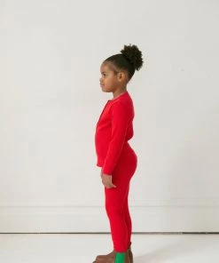 Fin & Vince Ribbed Home Pant - Chili