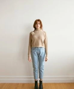 Fin & Vince Women's Crop Sweater - Beige 26 Fin & Vince Women's Crop Sweater - Beige