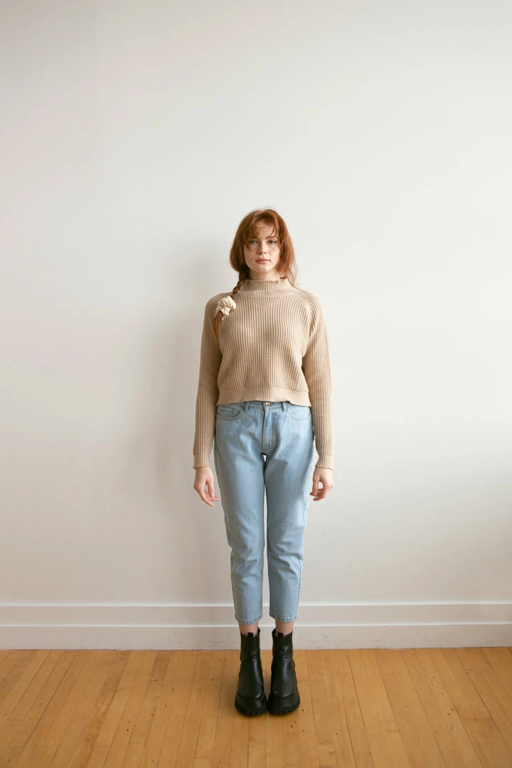 Fin & Vince Women's Crop Sweater - Beige 10 Fin & Vince Women's Crop Sweater - Beige