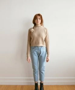 Fin & Vince Women's Crop Sweater - Beige 21 Fin & Vince Women's Crop Sweater - Beige